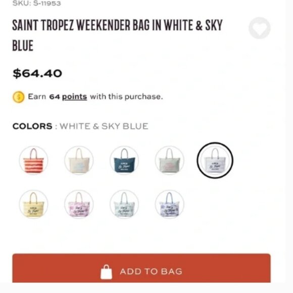 MYRA Saint Tropez Weekender Bag In White & Sky Blue XL🎁🆕⌚🏃💨🚚 - Picture 7 of 10